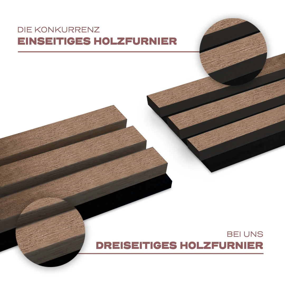 Akustikpaneele Eiche Geräuchert | XL 300 cm x 60 cm | Dreiseitig Echtholzfurnier - Image 8